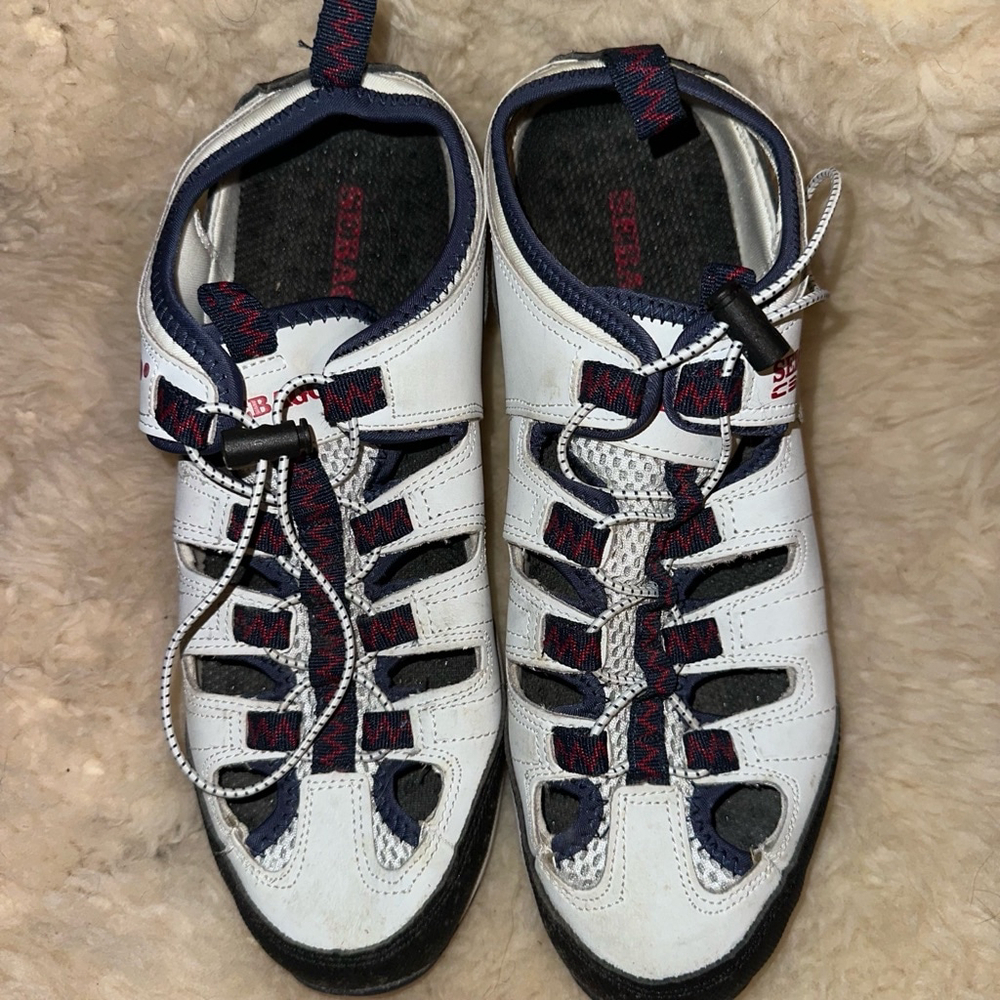 EUC Men's Size 8 1/2 Sebago C3 Cyphon Sea Fisherman Sandal White/Navy